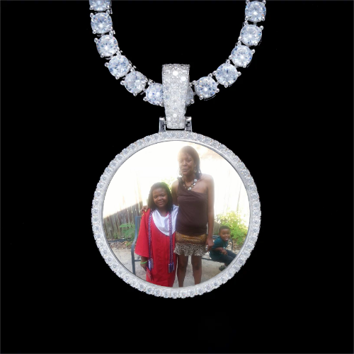 925S & VVS Moissanite 3D Circle Custom Picture Pendant