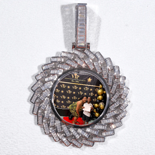 Large 3D Baguette Custom Picture Pendant