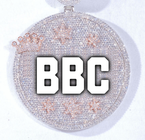 CUSTOM LETTER NECKLACE 3D BIG CROWN DISC