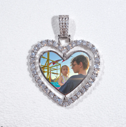 3D Spinning 2-Faced Heart Custom Picture Pendant