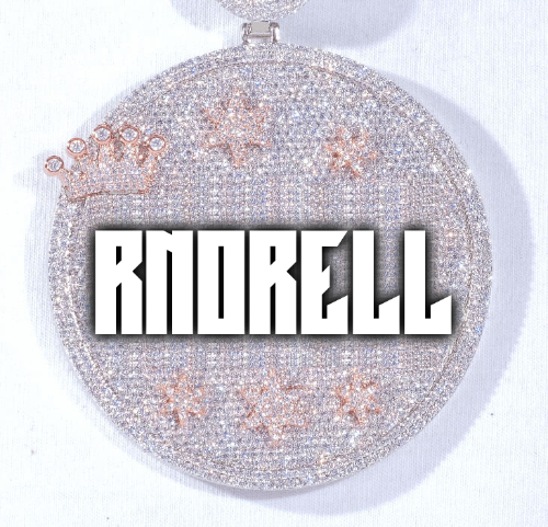 CUSTOM LETTER NECKLACE 3D BIG CROWN DISC