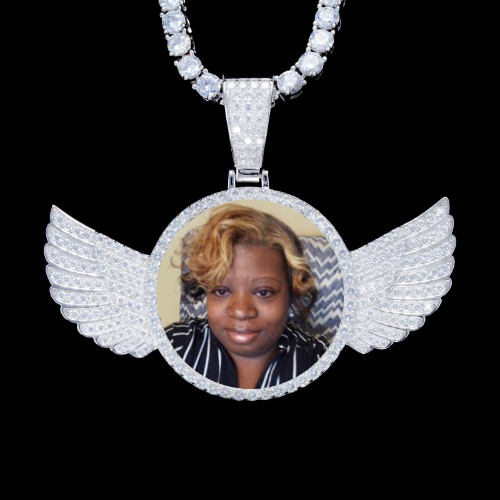 925S & VVS Moissanite 3D Wing Custom Picture Pendant