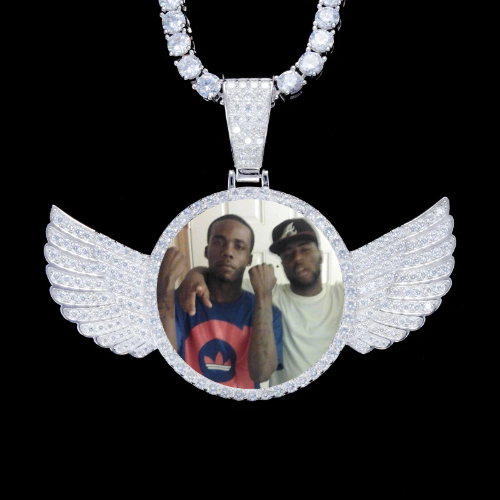 925S & VVS Moissanite 3D Wing Custom Picture Pendant