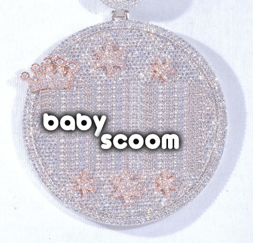 CUSTOM LETTER NECKLACE 3D BIG CROWN DISC