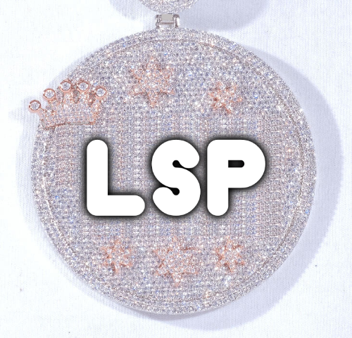 CUSTOM LETTER NECKLACE 3D BIG CROWN DISC