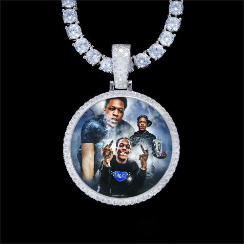 925S & VVS Moissanite 3D Circle Custom Picture Pendant