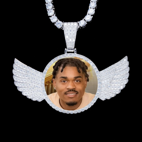 925S & VVS Moissanite 3D Wing Custom Picture Pendant