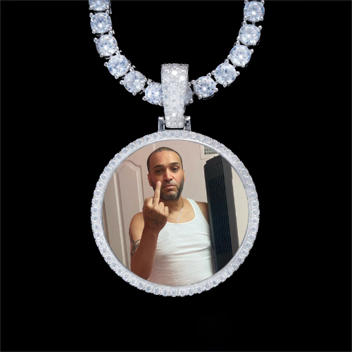 925S & VVS Moissanite 3D Circle Custom Picture Pendant