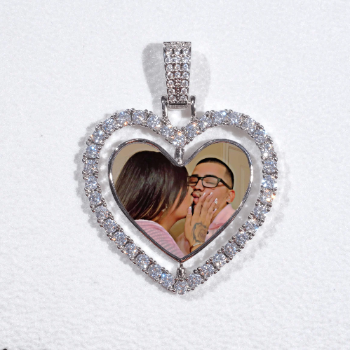 3D Spinning 2-Faced Heart Custom Picture Pendant