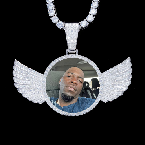 925S & VVS Moissanite 3D Wing Custom Picture Pendant