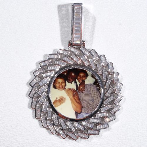 Large 3D Baguette Custom Picture Pendant