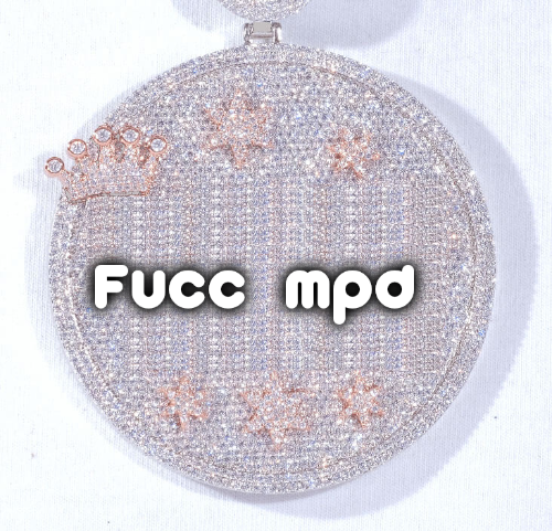 CUSTOM LETTER NECKLACE 3D BIG CROWN DISC