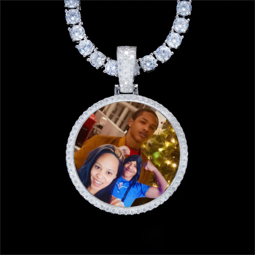 925S & VVS Moissanite 3D Circle Custom Picture Pendant