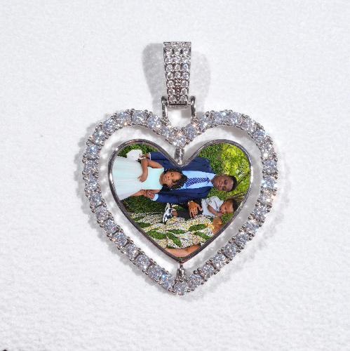 3D Spinning 2-Faced Heart Custom Picture Pendant