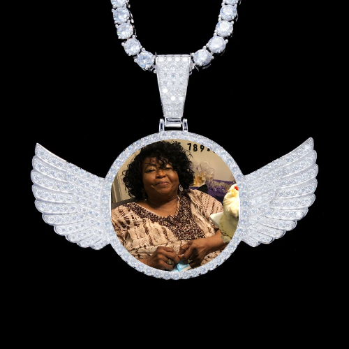 925S & VVS Moissanite 3D Wing Custom Picture Pendant