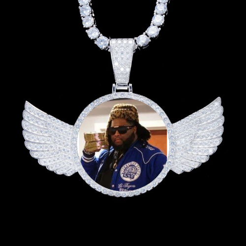 925S & VVS Moissanite 3D Wing Custom Picture Pendant