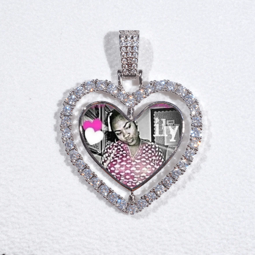 3D Spinning 2-Faced Heart Custom Picture Pendant