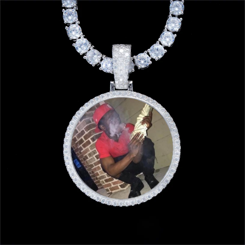 925S & VVS Moissanite 3D Circle Custom Picture Pendant