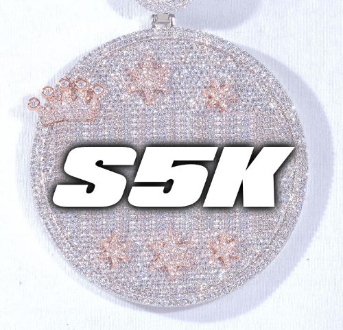 CUSTOM LETTER NECKLACE 3D BIG CROWN DISC