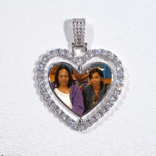 3D Spinning 2-Faced Heart Custom Picture Pendant