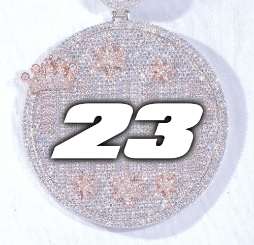 CUSTOM LETTER NECKLACE 3D BIG CROWN DISC