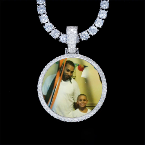 925S & VVS Moissanite 3D Circle Custom Picture Pendant