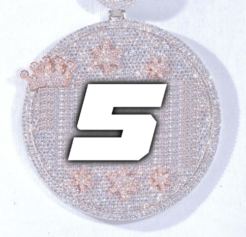 CUSTOM LETTER NECKLACE 3D BIG CROWN DISC
