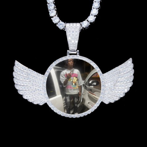 925S & VVS Moissanite 3D Wing Custom Picture Pendant