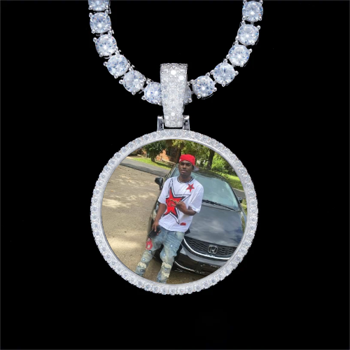 925S & VVS Moissanite 3D Circle Custom Picture Pendant