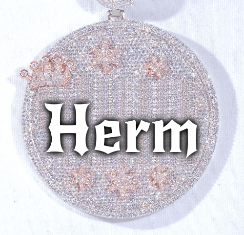 CUSTOM LETTER NECKLACE 3D BIG CROWN DISC