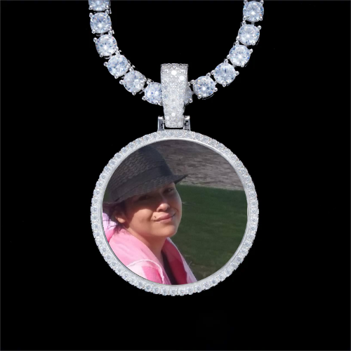 925S & VVS Moissanite 3D Circle Custom Picture Pendant