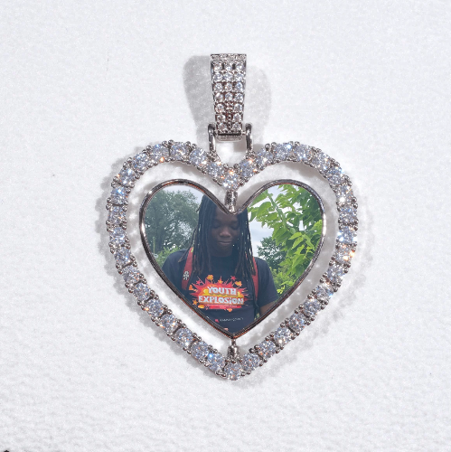 3D Spinning 2-Faced Heart Custom Picture Pendant
