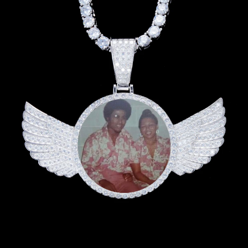 925S & VVS Moissanite 3D Wing Custom Picture Pendant