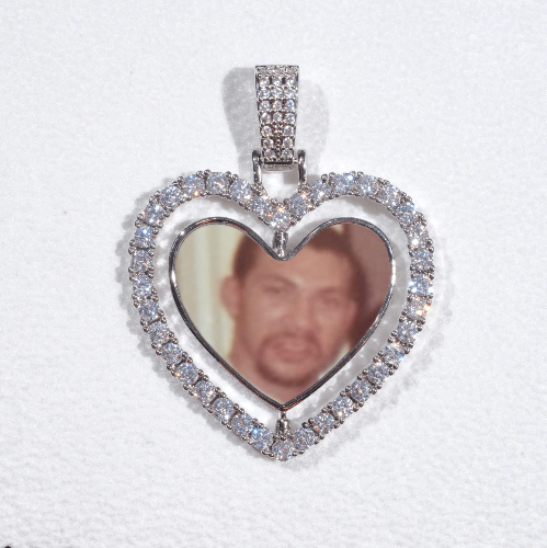 3D Spinning 2-Faced Heart Custom Picture Pendant