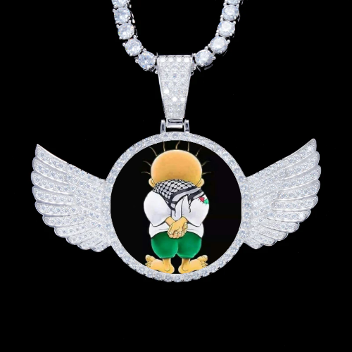 925S & VVS Moissanite 3D Wing Custom Picture Pendant