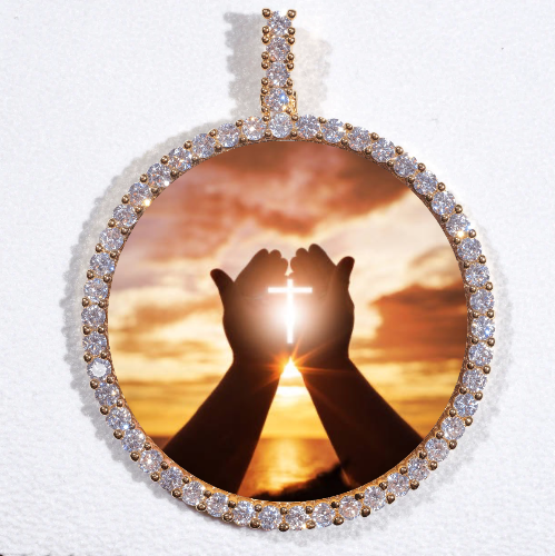 LARGE 3D CIRCLE CUSTOM PICTURE PENDANT