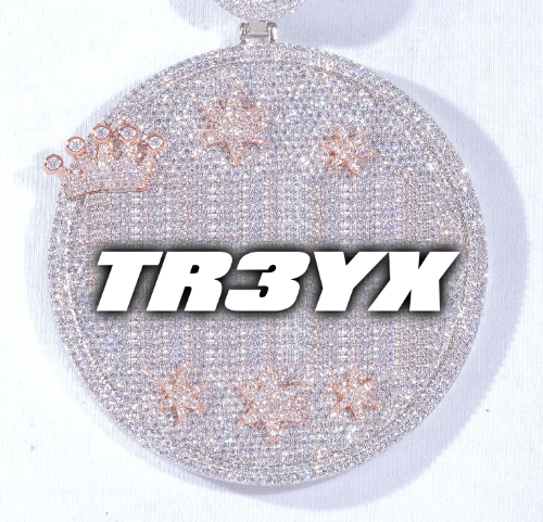 CUSTOM LETTER NECKLACE 3D BIG CROWN DISC