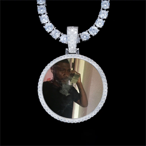 925S & VVS Moissanite 3D Circle Custom Picture Pendant