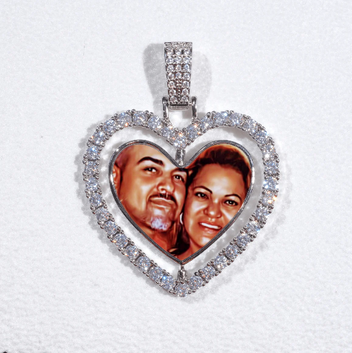 3D Spinning 2-Faced Heart Custom Picture Pendant