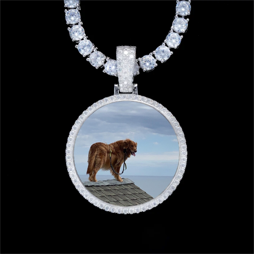 925S & VVS Moissanite 3D Circle Custom Picture Pendant