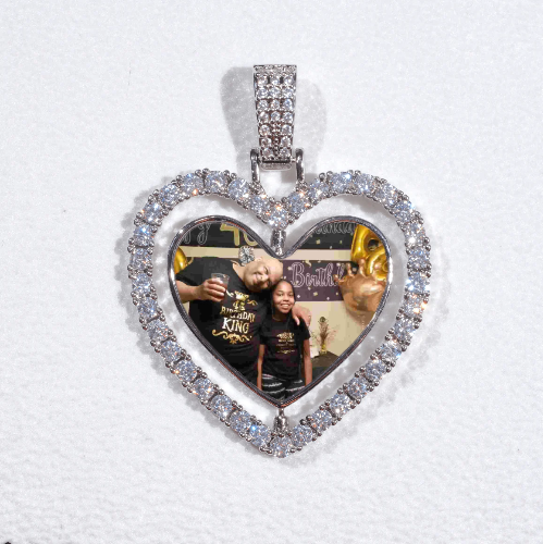 3D Spinning 2-Faced Heart Custom Picture Pendant