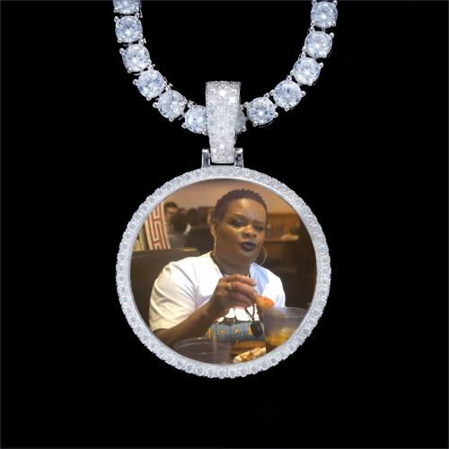 925S & VVS Moissanite 3D Circle Custom Picture Pendant