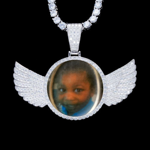 925S & VVS Moissanite 3D Wing Custom Picture Pendant