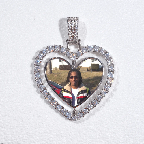 3D Spinning 2-Faced Heart Custom Picture Pendant