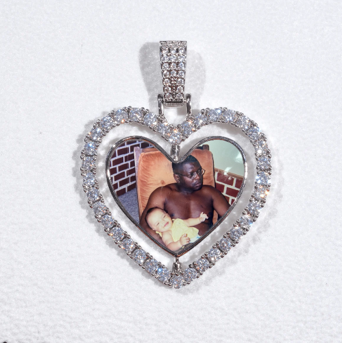 3D Spinning 2-Faced Heart Custom Picture Pendant