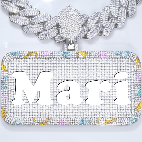 CUSTOM LETTER NECKLACE 3D COLORFUL SQUARE