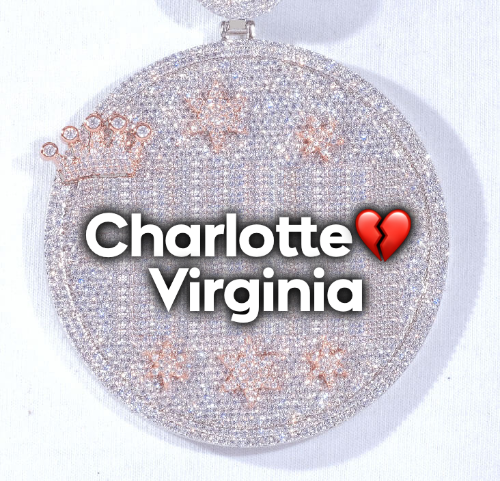 CUSTOM LETTER NECKLACE 3D BIG CROWN DISC
