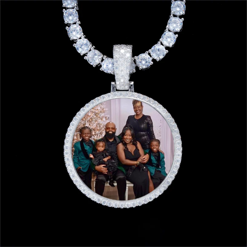 925S & VVS Moissanite 3D Circle Custom Picture Pendant