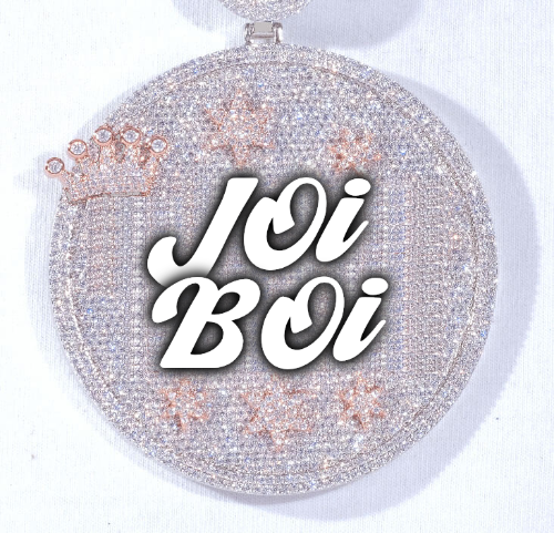 CUSTOM LETTER NECKLACE 3D BIG CROWN DISC