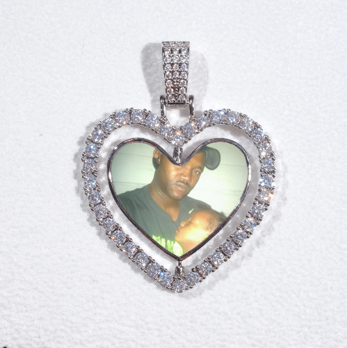 3D Spinning 2-Faced Heart Custom Picture Pendant